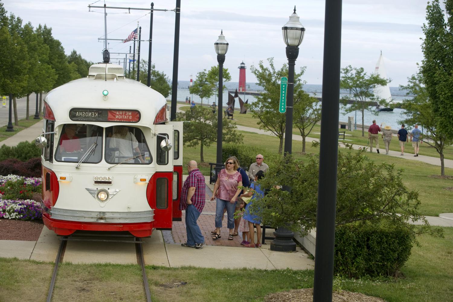 The electric streetcar in downtown Kenosha.Photo credit: VisitKenosha.com